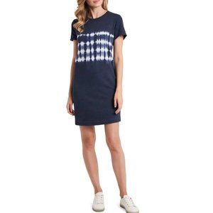 Vince Camuto Navy Tie-Dyed Short sleeves Crew Neck T-Shirt Dress